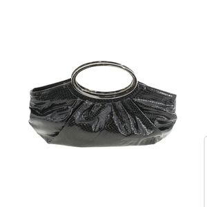 Black Faux Snakeskin Clutch